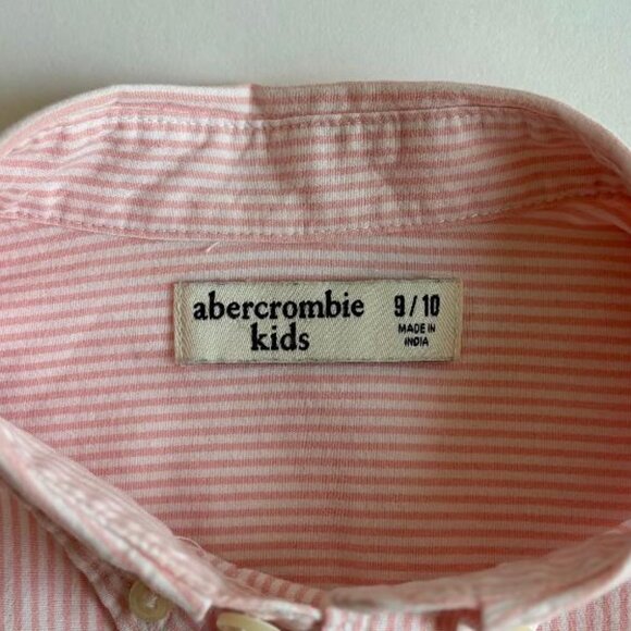 🆕 abercrombie kids Pink & White Striped Long-Sleeve Button Down Shirt - Picture 3 of 8